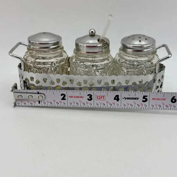 Vintage Salt, Pepper, & Mustard Jar Set In Basket Original Spoon Hong Kong - Picture 6 of 8